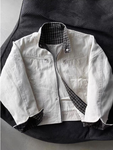 Canvas casual stand up collar jacket(Anchor development)